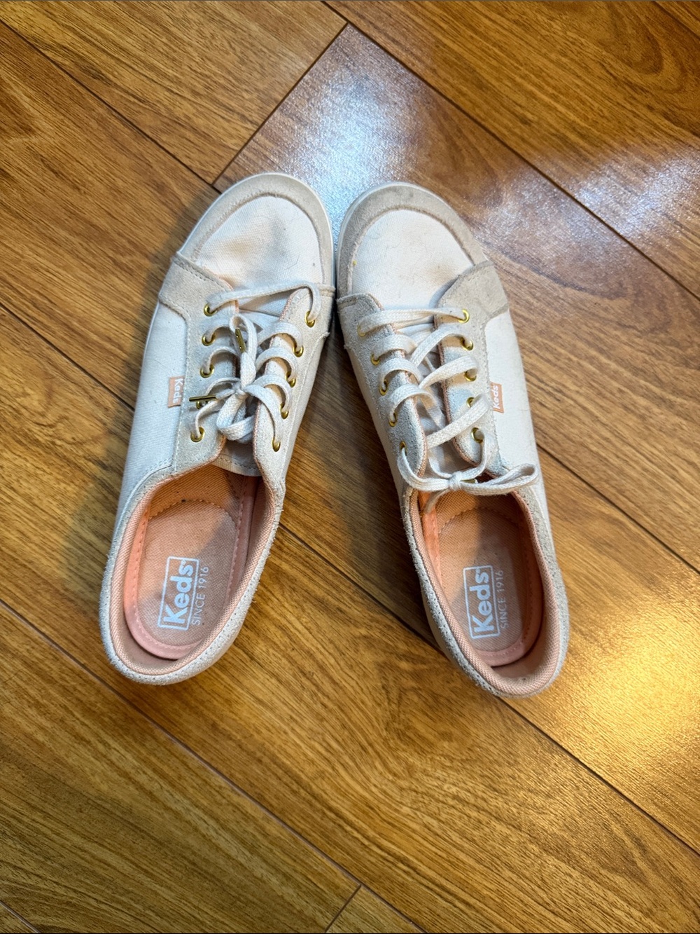 Women’s Keds Peach Canvas Low-Top Sneakers Well Worn
